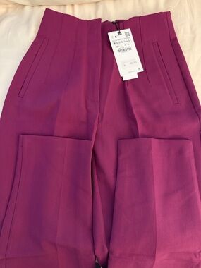 Zara High-Waist Magenta Trousers